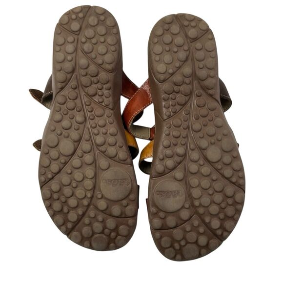 Taos Tribute Leather Slide Sandals Women 8 Brown Gladiator Strappy Comfort - Picture 8 of 11